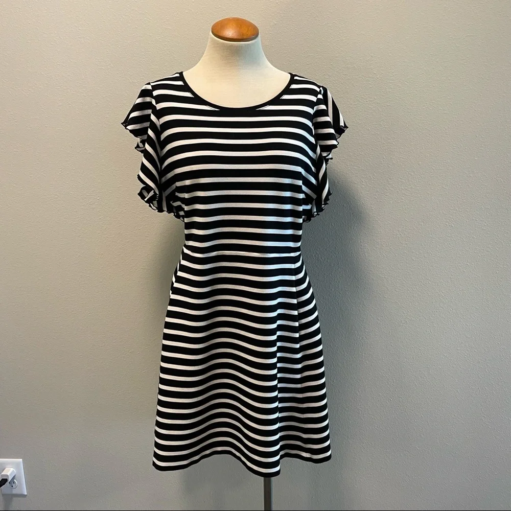 kate spade Black and White Striped Midi Dress